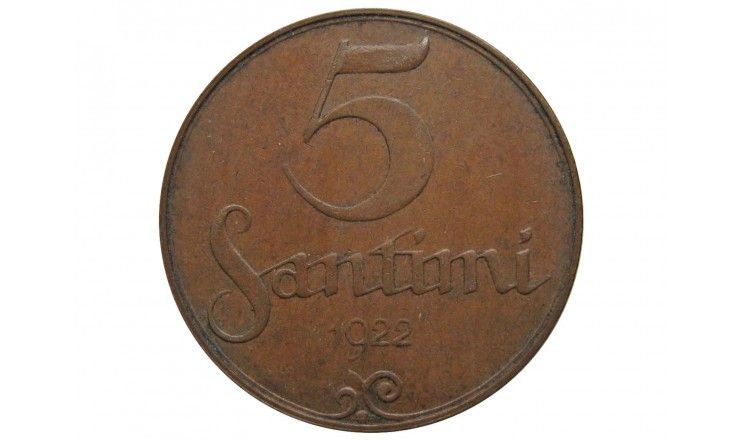 Латвия 5 сантимов 1922 г.