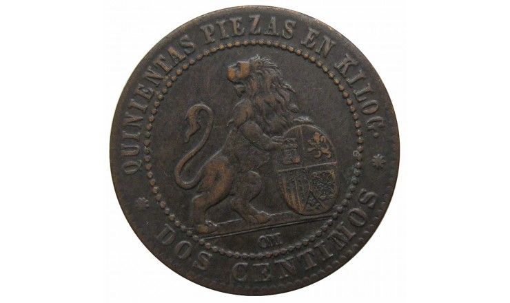 Испания 2 сентимо 1870 г. Испания 2 сентимо 1870 г.