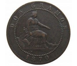 Испания 2 сентимо 1870 г. Испания 2 сентимо 1870 г.