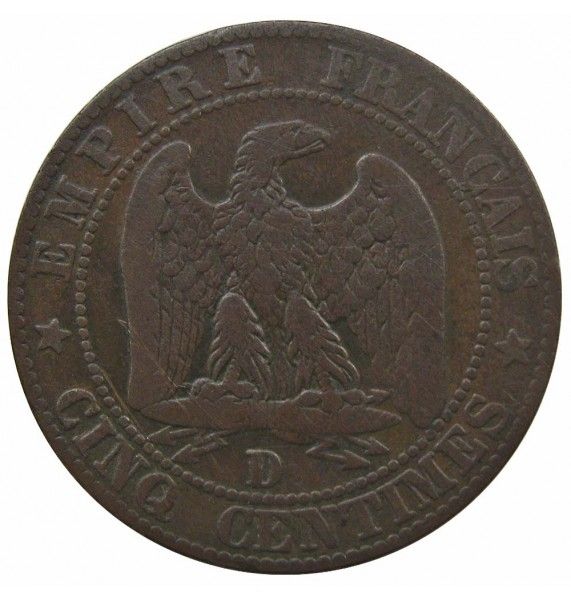 Франция 5 сантимов 1855 г. D