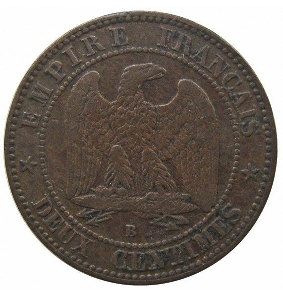 Франция 2 сантима 1857 г. B