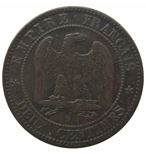 Франция 2 сантима 1855 г. B