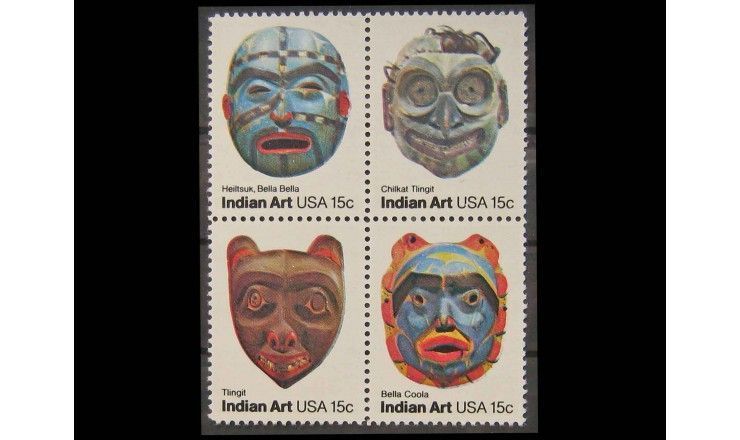 США 1980 г. "Американское народное искусство: Индейские маски"