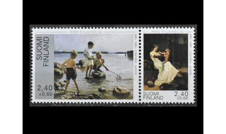 Финляндия 1995 г. "Дети, играющие на берегу и Королева Бланка, Альберт Эдельфельт"