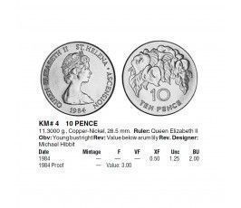 Остров Святой Елены и Вознесения 10 пенсов 1984 г.