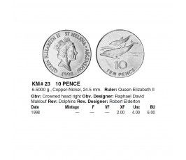 Остров Святой Елены и Вознесения 10 пенсов 1998 г.