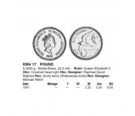 Остров Святой Елены и Вознесения 1 фунт 1991 г.