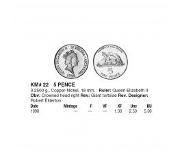 Остров Святой Елены и Вознесения 5 пенсов 1998 г. Остров Святой Елены и Вознесения 5 пенсов 1998 г.