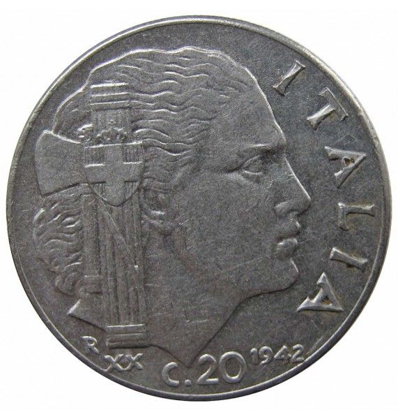 Италия 20 чентезимо 1942 г. (магнитная)