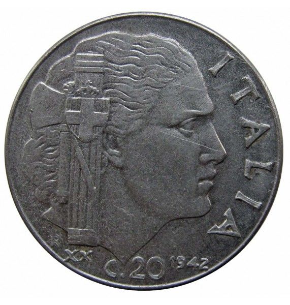 Италия 20 чентезимо 1942 г. (магнитная)