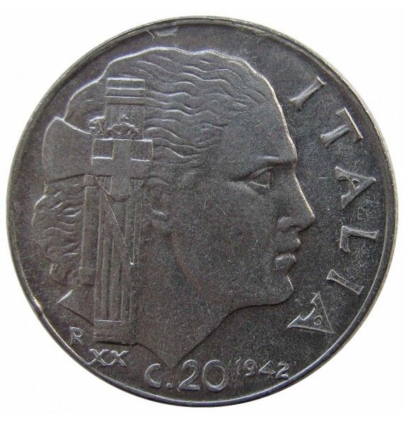 Италия 20 чентезимо 1942 г. (магнитная)