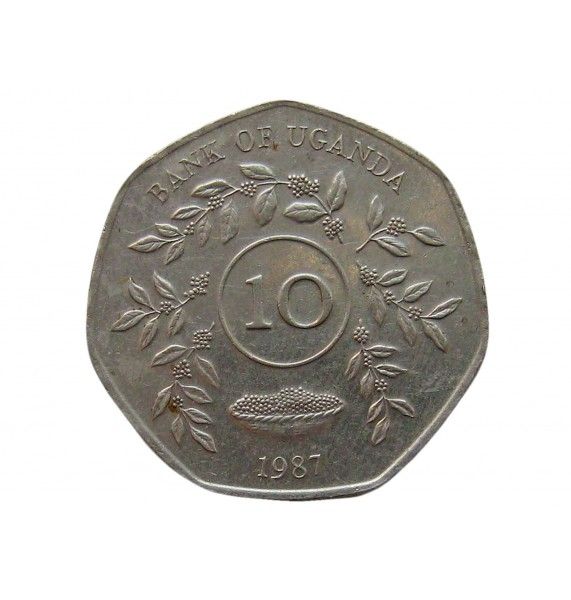 Уганда 10 шиллингов 1987 г.