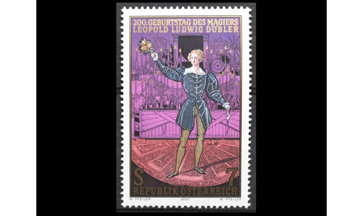 Австрия 2001 г. "Людвиг Леопольд Дёблер, иллюзионист"