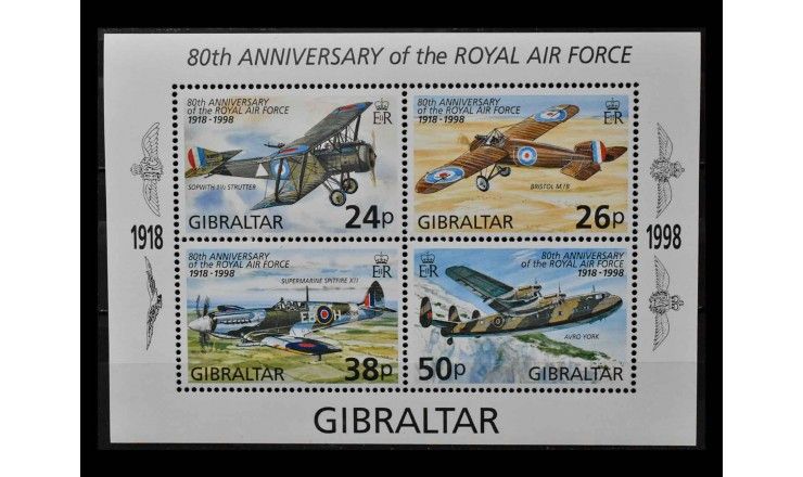 Гибралтар 1998 г. "80 лет Королевским военно-воздушным силам Великобритании"