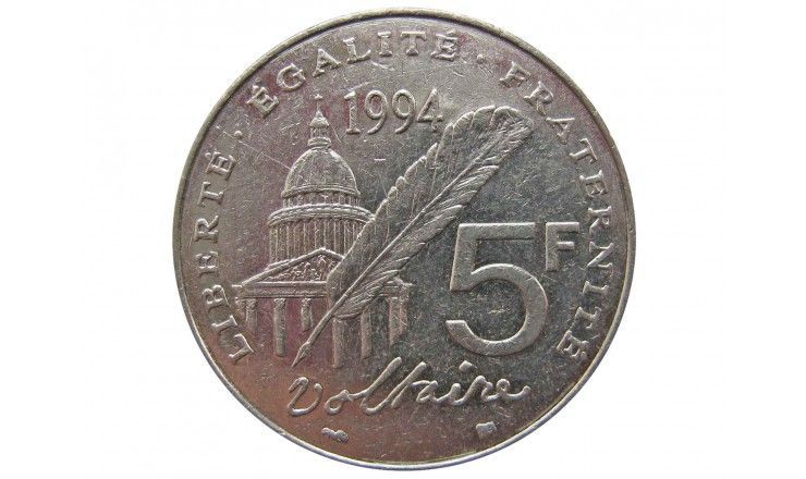 Франция 5 франков 1994 г. (300 лет со дня рождения Вольтера)