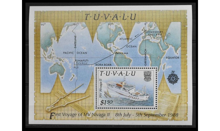 Тувалу 1989 г. "Первое плавание пассажирского лайнера Nivaga II" Тувалу 1989 г. "Первое плавание пассажирского лайнера Nivaga II"