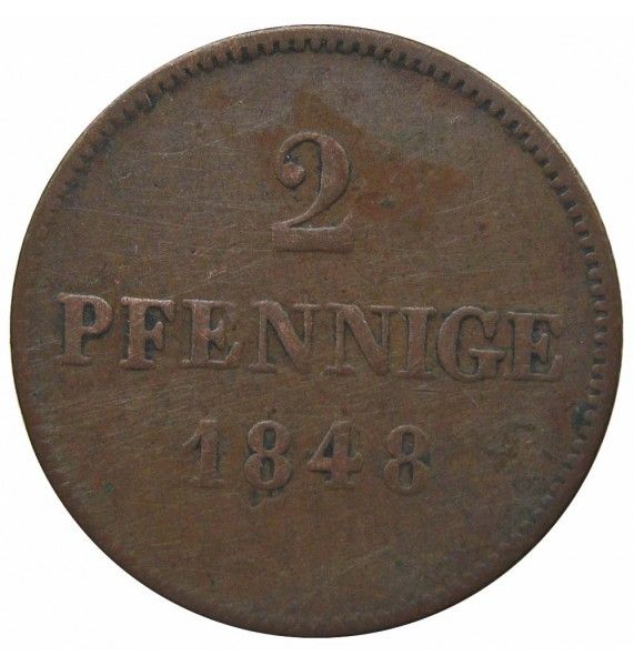 Бавария 2 пфеннига 1848 г.