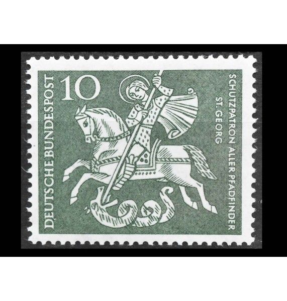 ФРГ 1961 г. "Святой Георгий, покровитель бойскаутов" ФРГ 1961 г. "Святой Георгий, покровитель бойскаутов"