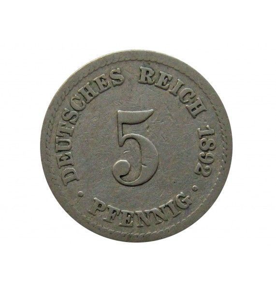 Германия 5 пфеннигов 1892 г. A
