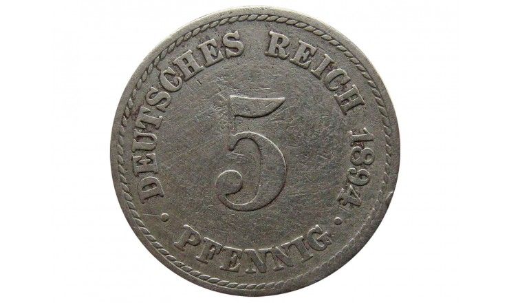 Германия 5 пфеннигов 1894 г. A