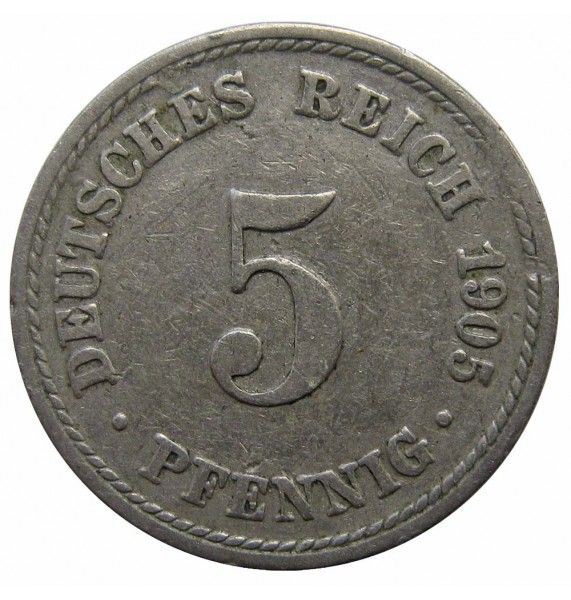 Германия 5 пфеннигов 1905 г. A