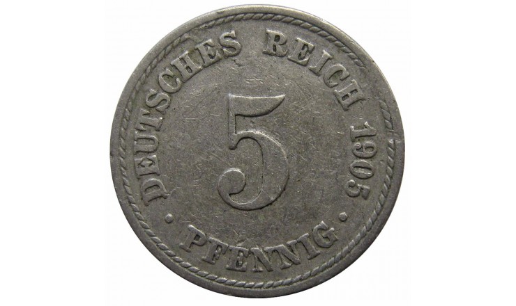 Германия 5 пфеннигов 1905 г. A