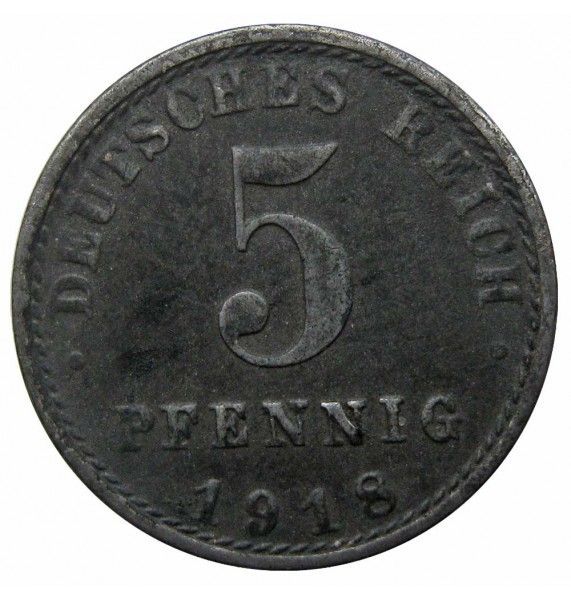 Германия 5 пфеннигов 1918 г. A