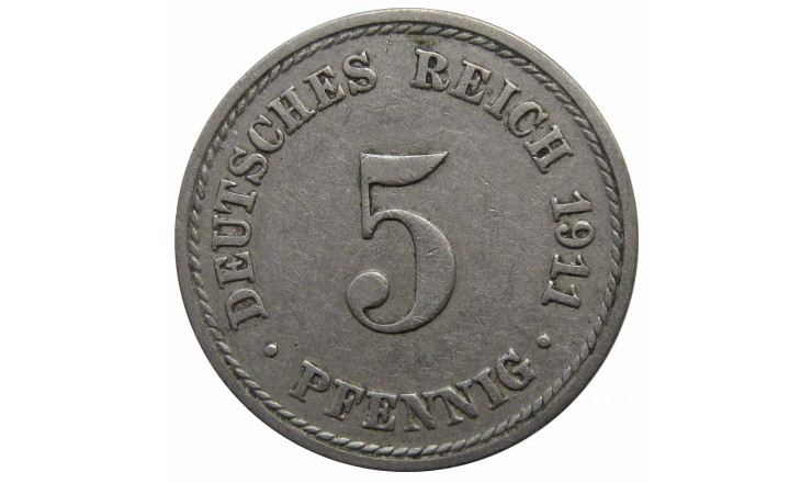 Германия 5 пфеннигов 1911 г. A