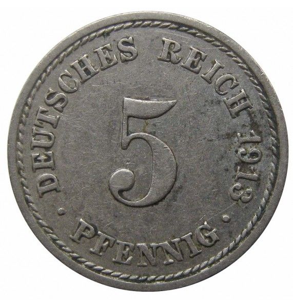 Германия 5 пфеннигов 1913 г. A