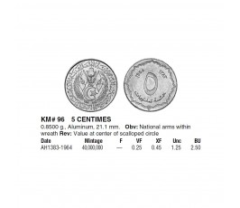 Алжир 5 сантимов 1964 г. Алжир 5 сантимов 1964 г.