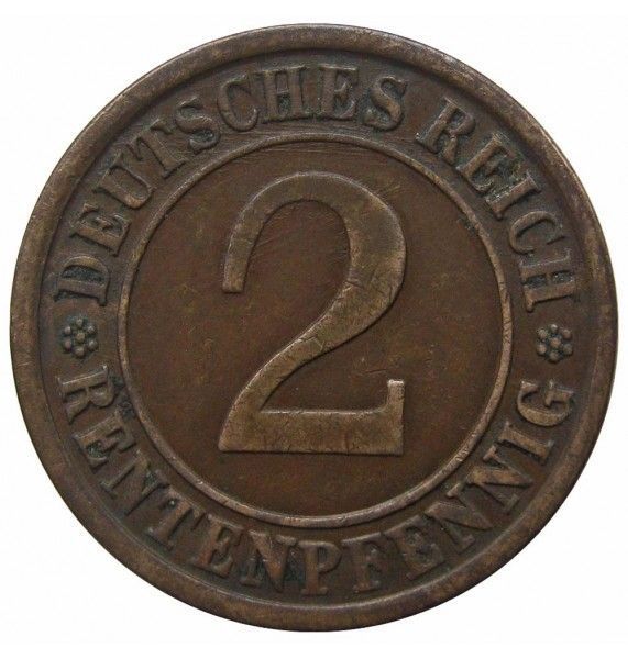 Германия 2 пфеннига (renten) 1924 г. J