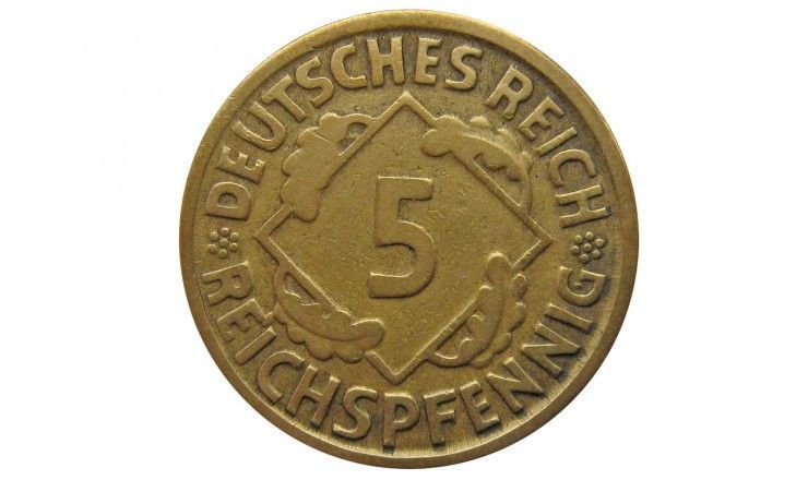 Германия 5 пфеннигов (reichs) 1925 г. D
