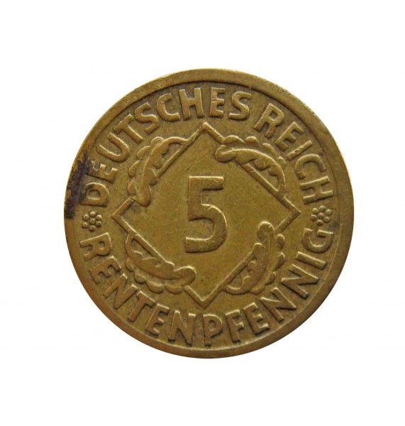 Германия 5 пфеннигов (renten) 1924 г. D