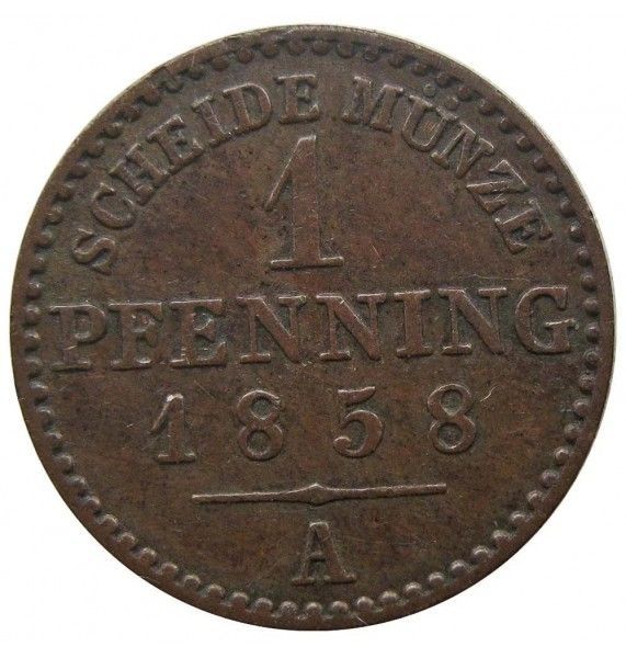 Липпе-Детмольд 1 пфенниг 1858 г. А