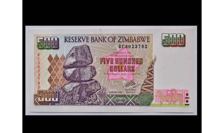 Зимбабве 500 долларов 2004 г.
