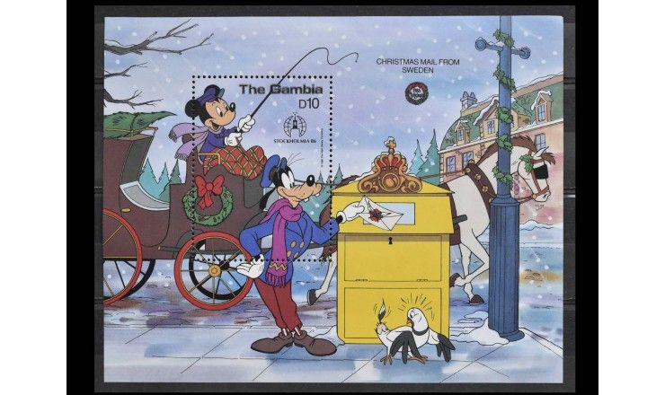 Гамбия 1986 г. "Дисней: Рождественская почта из Швеции" 