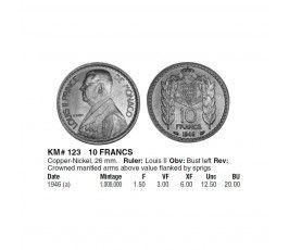 Монако 10 франков 1946 г.