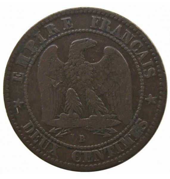 Франция 2 сантима 1856 г. B