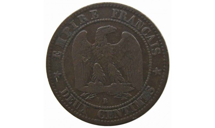 Франция 2 сантима 1856 г. B