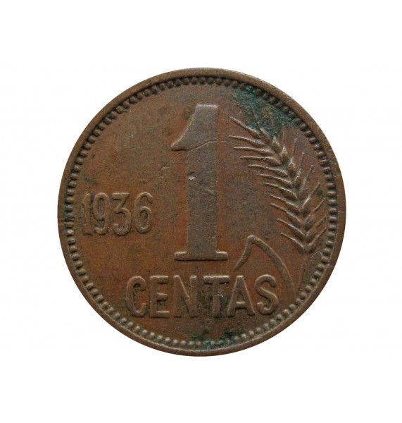Литва 1 цент 1936 г.