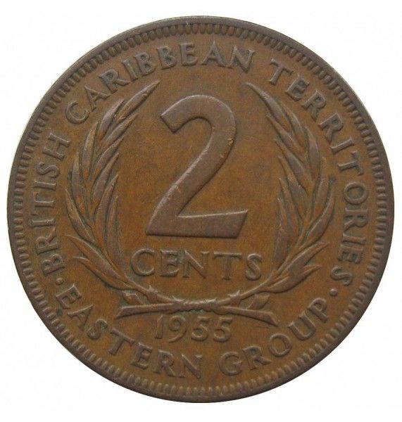 Восточно-Карибские территории 2 цента 1955 г.