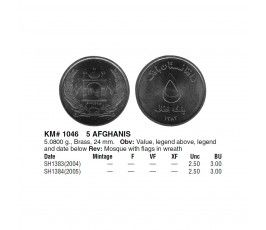Афганистан 5 афгани 2004 г.