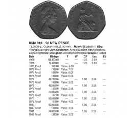 Великобритания 50 пенсов 1969 г.