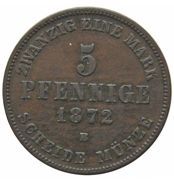 Мекленбург-Шверин 5 пфеннигов 1872 г. B