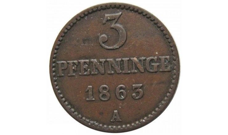 Мекленбург-Шверин 3 пфеннига 1863 г. A