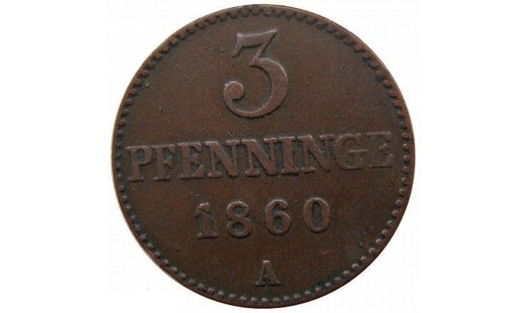 Мекленбург-Шверин 3 пфеннига 1860 г. A