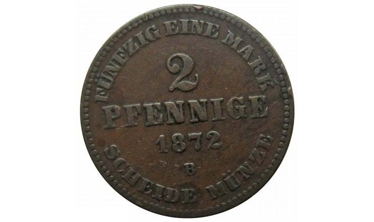 Мекленбург-Шверин 2 пфеннига 1872 г. B