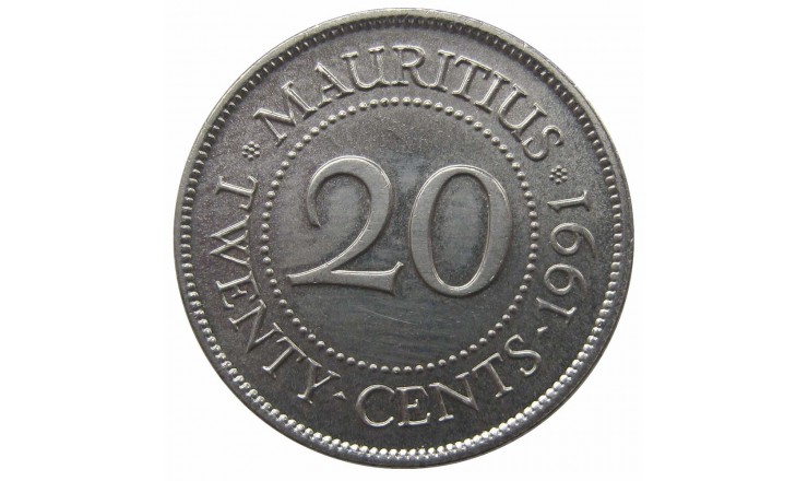 Маврикий 20 центов 1991 г.