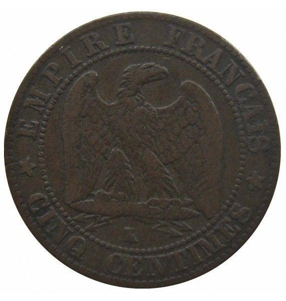 Франция 5 сантимов 1854 г. K