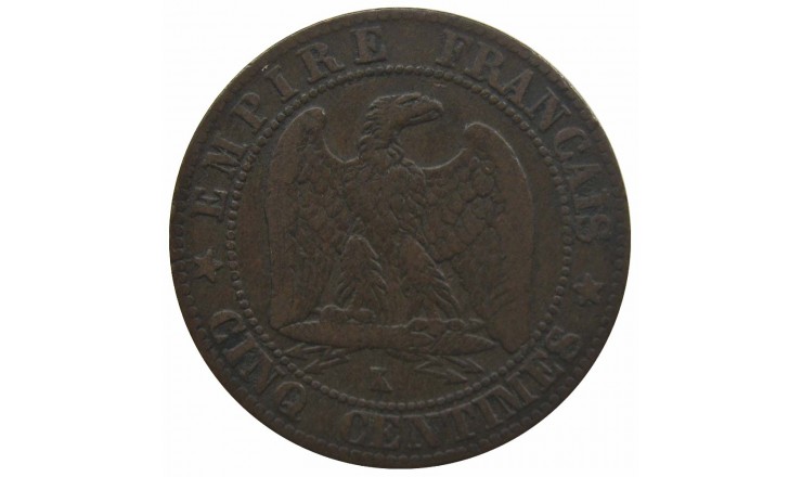 Франция 5 сантимов 1854 г. K